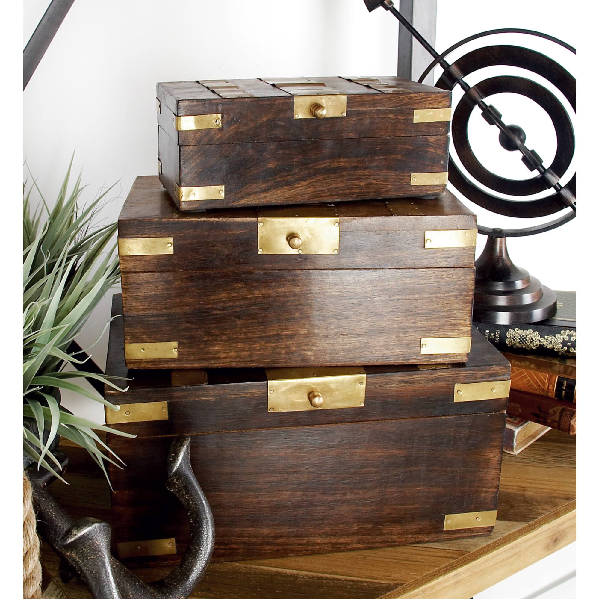 Brown Mango Wood Traditional Box Set
